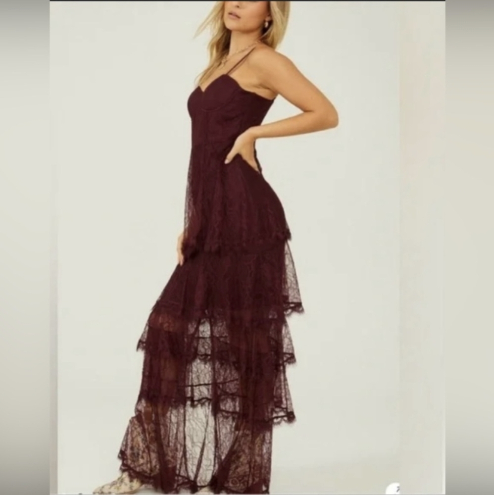 Altar’d State Maddie Lace Maxi Dress Winetasting  NWT